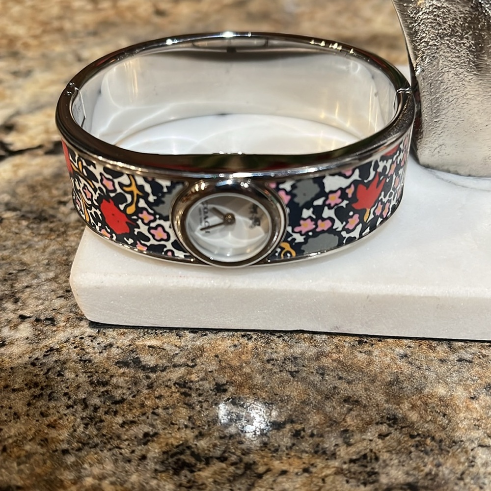 COACH Scout Floral-Print Stainless Steel Bangle Bracelet Watch 18mm - Picture 6 of 6
